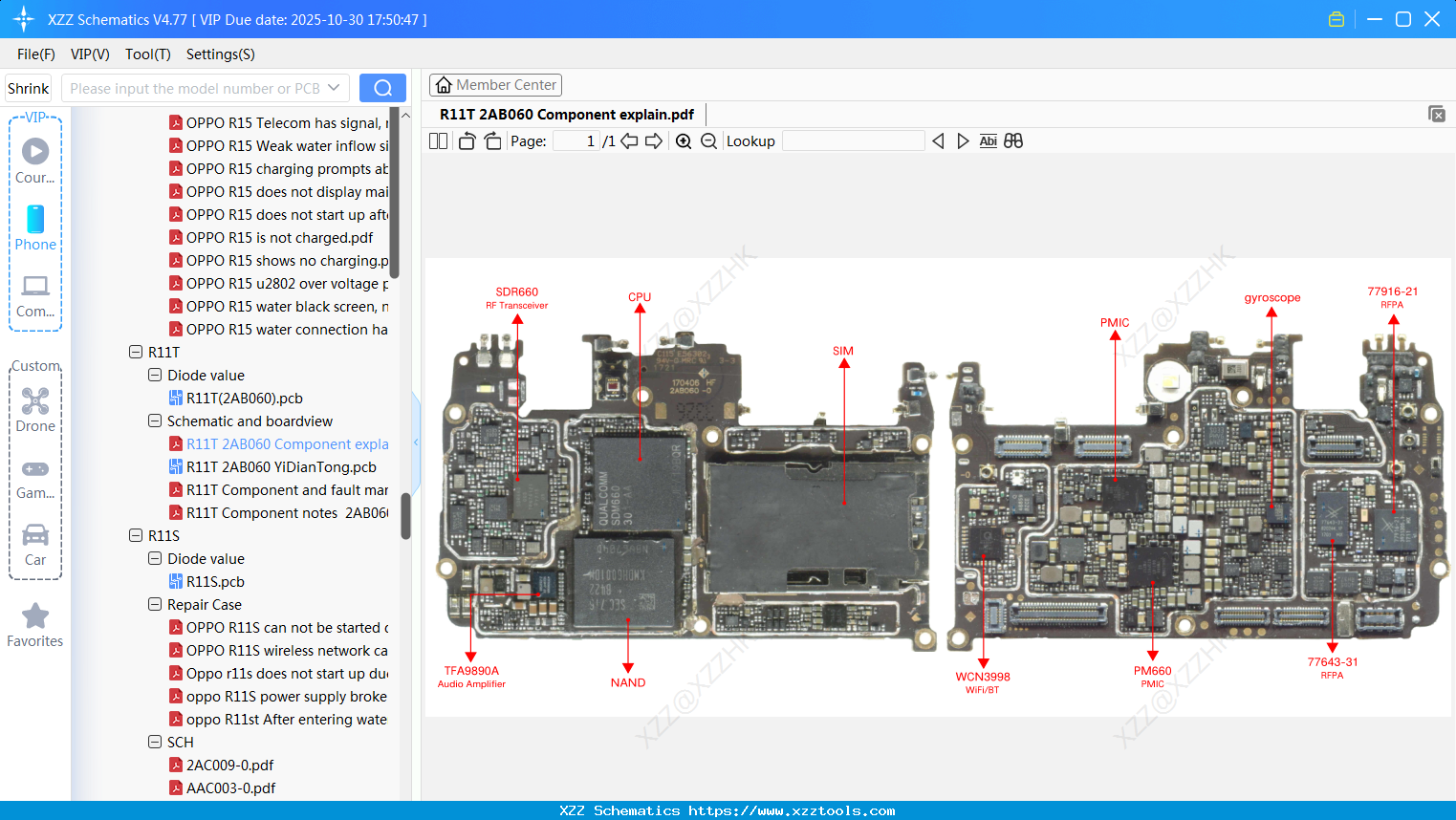 OPPO R11T 2AB060 Component Explain